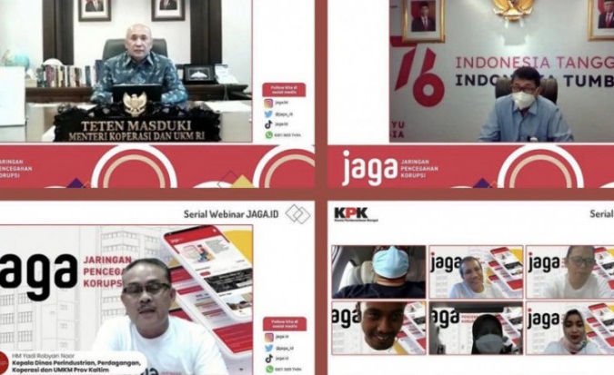 Kegiatan Webinar JAGA.ID bertajuk BPUM Tepat Sasaran, Bagaimana Realita di Lapangan garapan Komisi Pemberantasan Korupsi